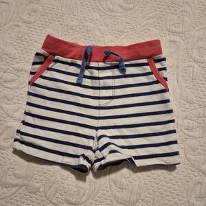 Baby Boden boys 12-18 months blue & white stripe french terry shorts GUC